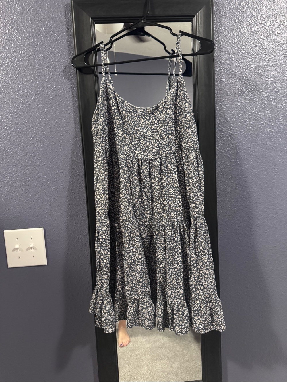 SO Navy Floral Tiered Midi Sundress